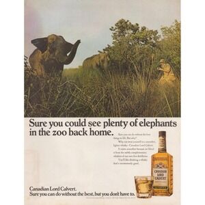 Canadian Lord Calvert Whiskey Elephants Safari Original Vintage Print Ad 1971